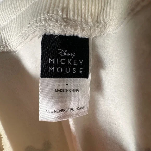 Disney Mickey Mouse All Over Print Jogger Sweatpants Cream Womens Size L - Picture 4 of 7